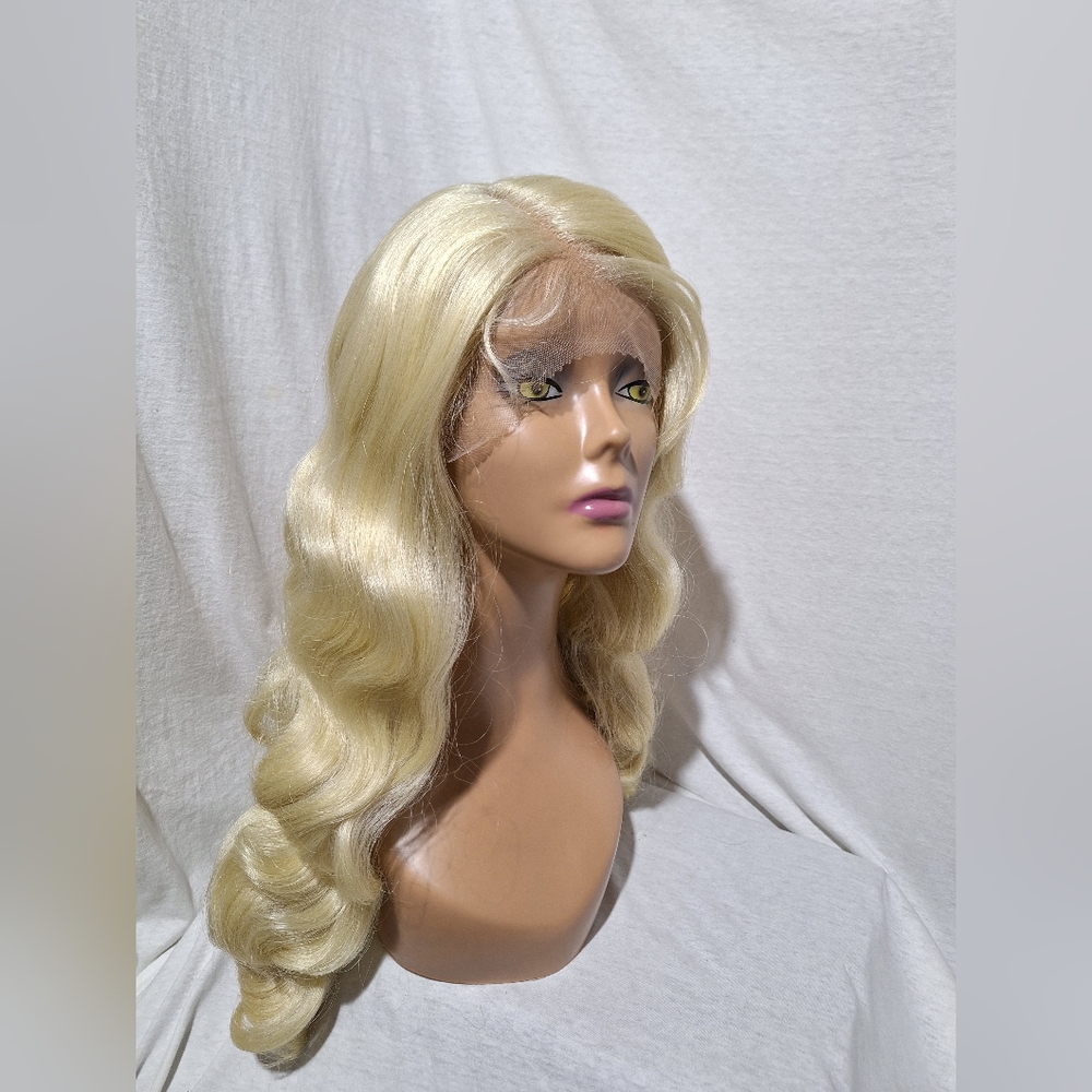 Blonde Wavy Human Hair Lace Front Wig. 26 Inches - Picture 2 of 5